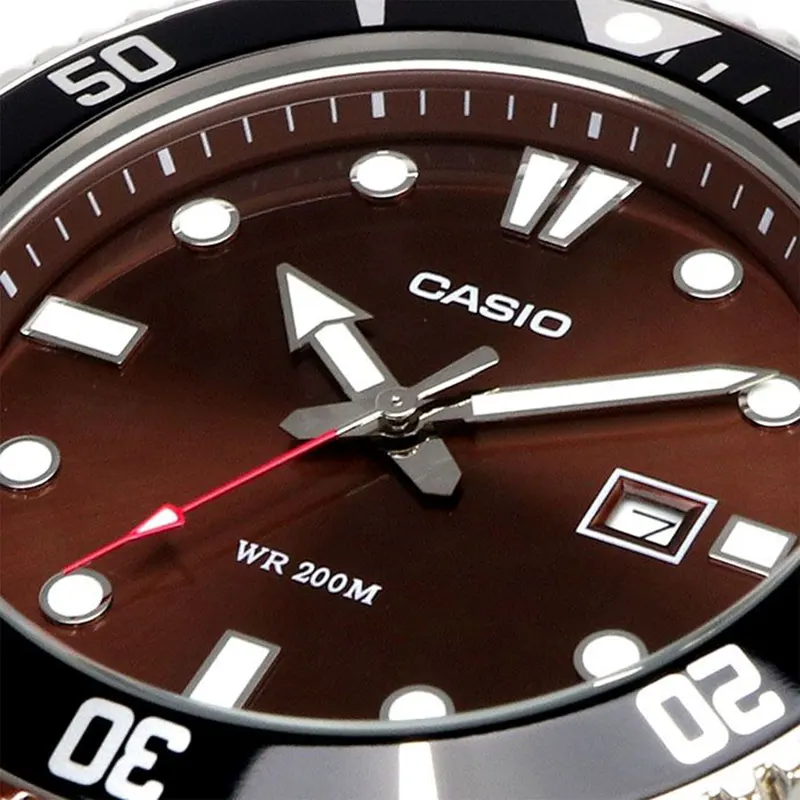 Casio Duro Diver's 200M Brown Dial Quartz Men's Watch- MDV-107D-5AV